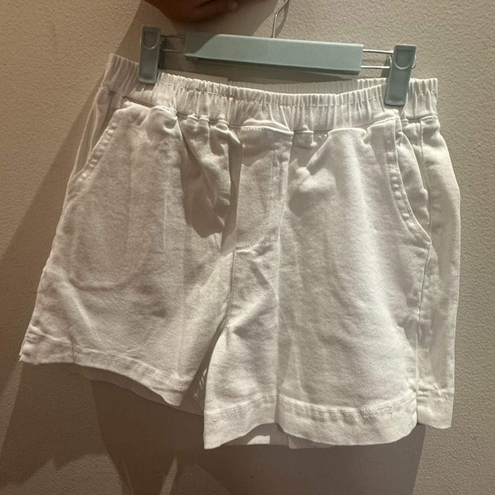 Women's White Casual Elastic-Waist  Jeans Shorts